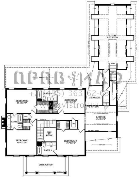 Проект двухэтажного дома с гаражом на три и более машин в стиле Особняк S5-415 (7922-00179)