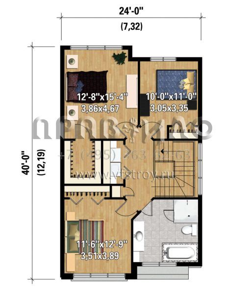 Проект двухэтажного дома с гаражом на одну машину в современном стиле S5-146 (6146-00614)
