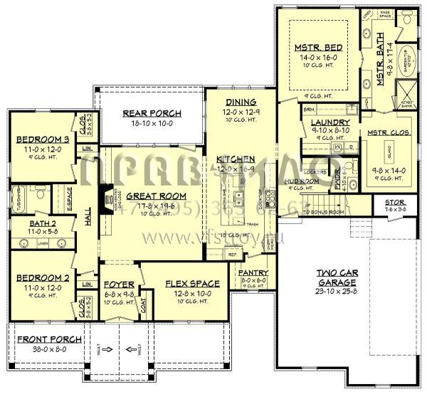 Проект одноэтажного дома с гаражом на две машины в стиле Ранчо S5-227 (041-00180)