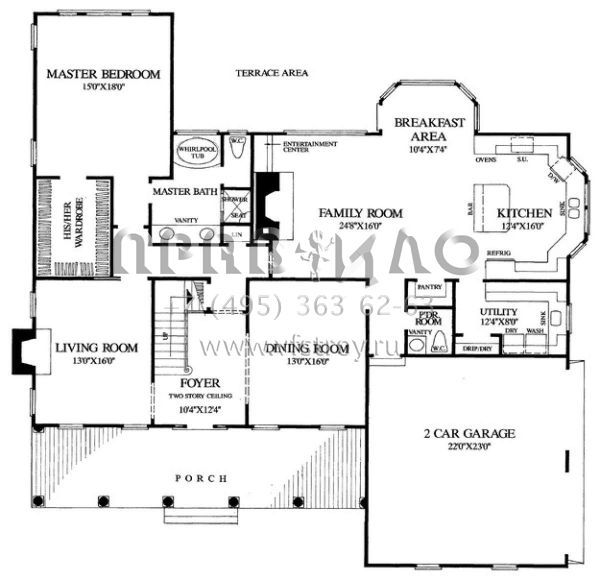 Проект двухэтажного дома с гаражом на две машины в стиле Ранчо S5-295 (7922-00205)
