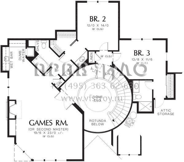 Проект двухэтажного дома с гаражом на три и более машин в стиле Ранчо S5-398 (2559-00587)