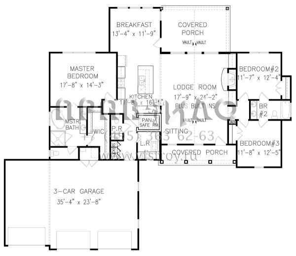 Проект одноэтажного дома с гаражом на три и более машин в стиле Ранчо S5-181 (699-00130)