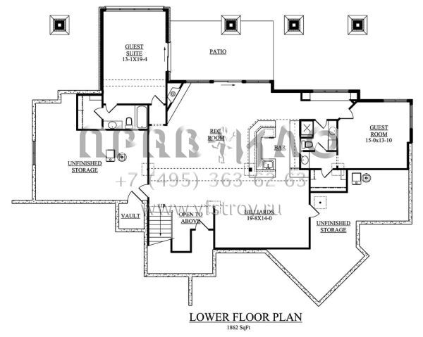 Проект одноэтажного дома с гаражом на три и более машин в современном стиле S5-441 (5631-00039)