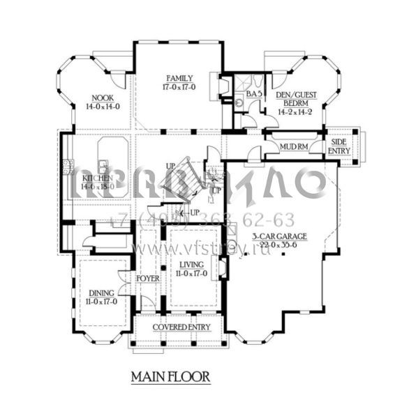 Проект двухэтажного дома с гаражом на три и более машин в американском стиле S5-455 (341-00282)