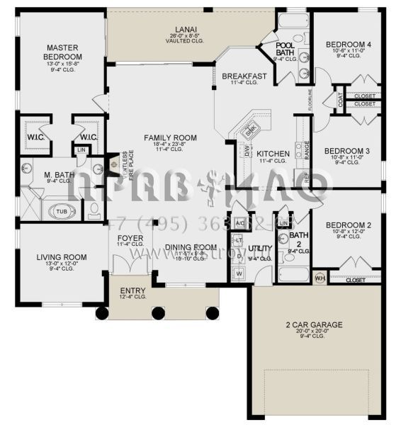 Проект одноэтажного дома с гаражом на две машины в стиле Ранчо S5-212 (3978-00239)