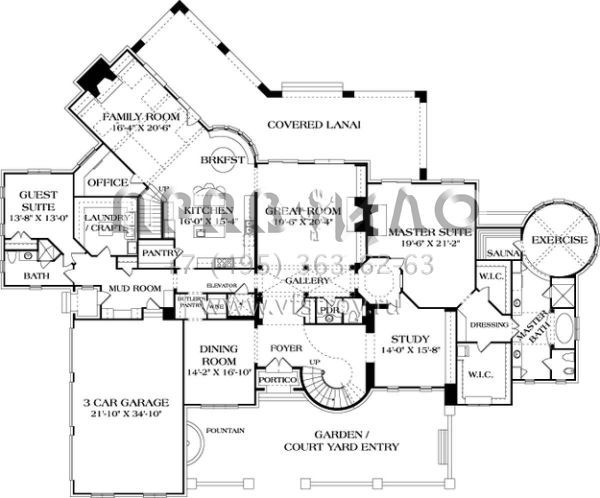 Проект трехэтажного дома с гаражом на три и более машин в стиле Ранчо S5-830 (3323-00561)