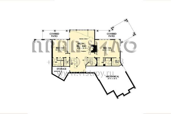 Проект одноэтажного дома с гаражом на три и более машин в американском стиле S5-444 (2865-00378)