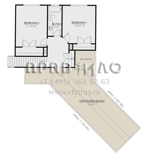 Проект двухэтажного дома с гаражом на три и более машин в стиле Ранчо S5-281 (286-00072)