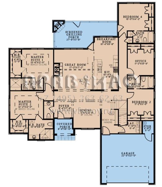 Проект одноэтажного дома с гаражом на две машины в английском стиле S5-238 (8318-00311)