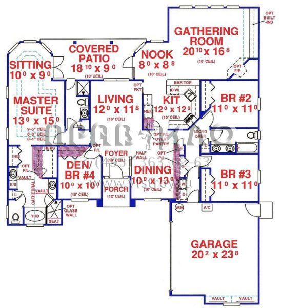 Проект одноэтажного дома с гаражом на две машины в стиле Ранчо S5-209 (4766-00118)