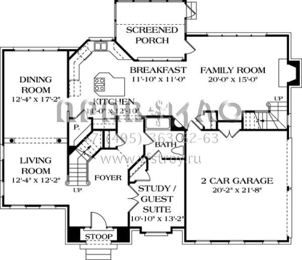 Проект двухэтажного дома с гаражом на две машины в стиле Ранчо S5-295 (3323-00275)