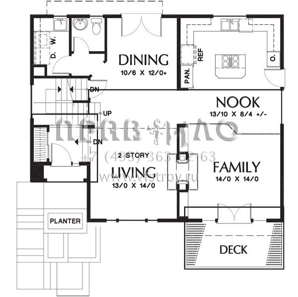 Проект двухэтажного дома с гаражом на две машины в стиле Ранчо S5-180 (2559-00251)