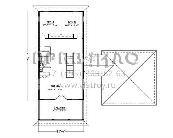 Проект двухэтажного дома с гаражом на две машины в стиле Ранчо S5-199 (526-00038)