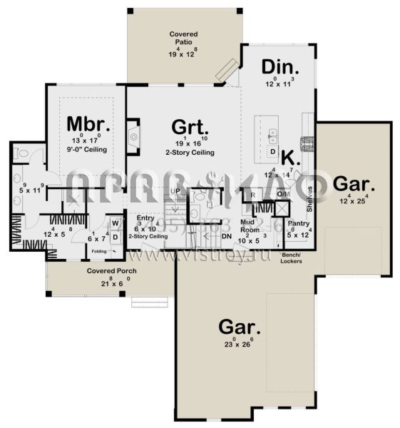 Проект двухэтажного дома с гаражом на три и более машин в американском стиле S5-219 (963-00801)