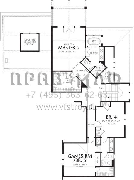 Проект двухэтажного дома с гаражом на три и более машин в американском стиле S5-401 (2559-00617)