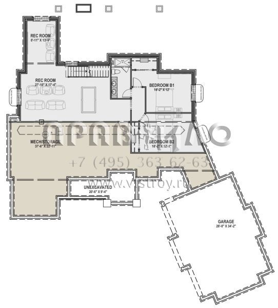 Проект одноэтажного дома с гаражом на три и более машин в скандинавском стиле S5-361 (425-00001)