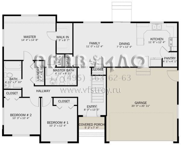 Проект одноэтажного дома с гаражом на две машины в стиле Ранчо S5-116 (2802-00240)