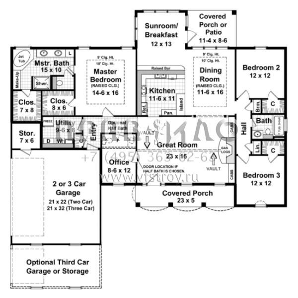 Проект одноэтажного дома с гаражом на две машины в стиле Ранчо S5-186 (348-00182)