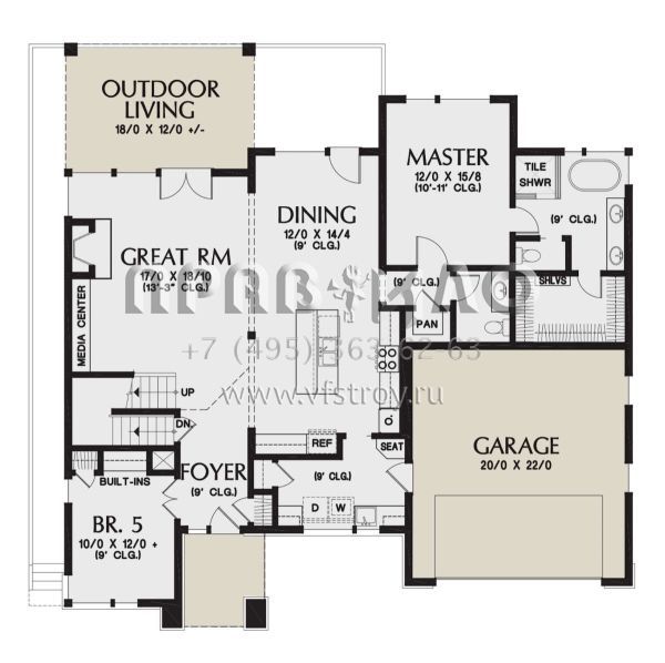 Проект двухэтажного дома с гаражом на две машины в американском стиле S5-303 (2559-00865)