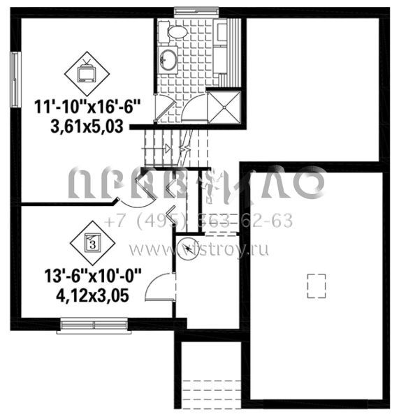 Проект двухэтажного дома с гаражом на одну машину в стиле Ранчо S5-198 (6146-00354)