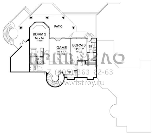 Проект трехэтажного дома с гаражом на три и более машин в современном стиле S5-549 (5445-00244)