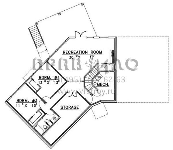 Проект одноэтажного дома с гаражом на две машины в стиле Ранчо S5-290 (039-00469)