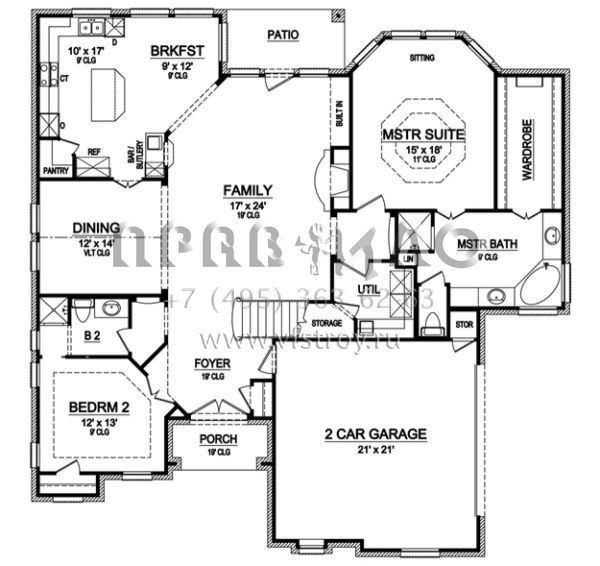 Проект двухэтажного дома с гаражом на две машины в английском стиле S5-284 (5445-00052)