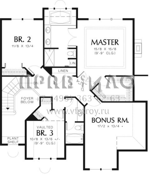 Проект двухэтажного дома с гаражом на три и более машин в стиле Ранчо S5-239 (2559-00465)
