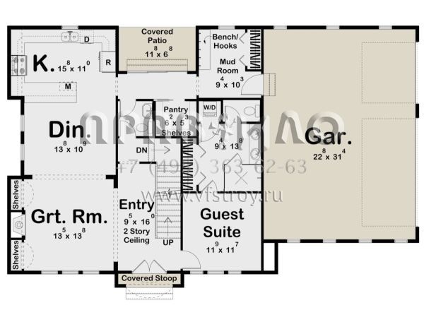 Проект двухэтажного дома с гаражом на три и более машин в стиле Готика S5-259 (963-00872)