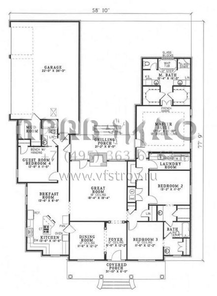 Проект одноэтажного дома с гаражом на три и более машин в стиле Ранчо S5-237 (110-00324)