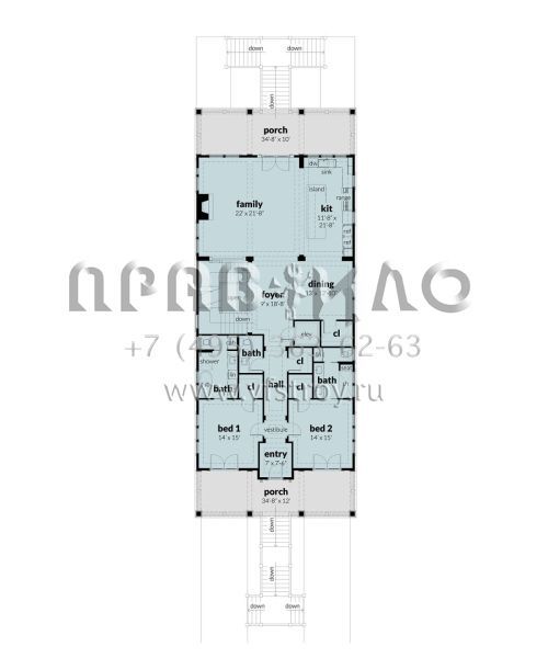 Проект трехэтажного дома с гаражом на две машины в прибрежном стиле S5-446 (028-00188)