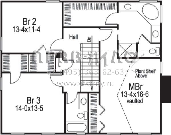 Проект двухэтажного дома с гаражом на две машины в стиле Ранчо S5-190 (5633-00141)