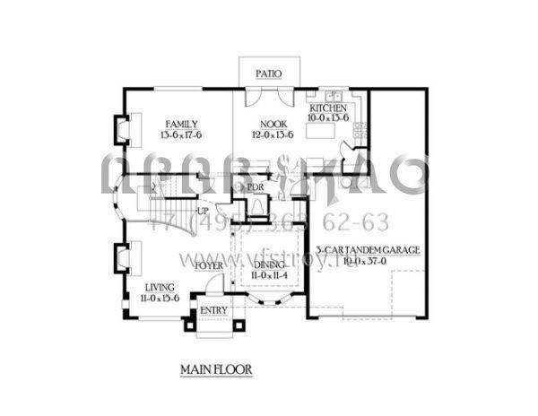 Проект двухэтажного дома с гаражом на три и более машин в английском стиле S5-246 (341-00070)