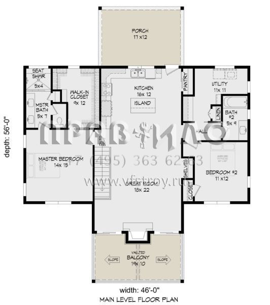 Проект одноэтажного дома с гаражом на две машины в стиле Шале S5-178 (940-00362)
