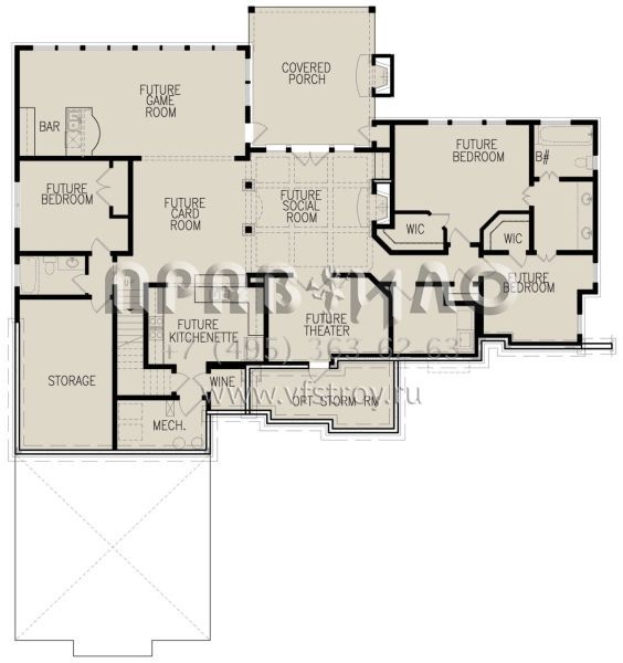 Проект одноэтажного дома с гаражом на две машины в американском стиле S5-306 (699-00250)