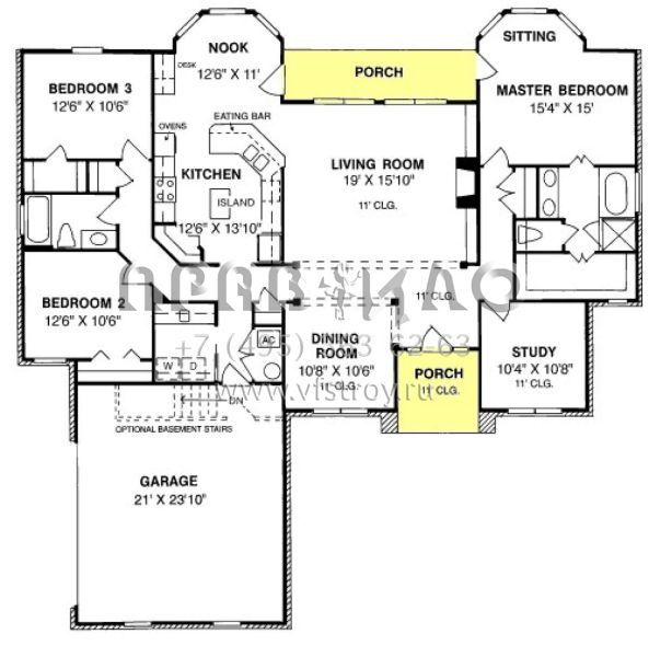 Проект одноэтажного дома с гаражом на две машины в стиле Ранчо S5-184 (4848-00287)