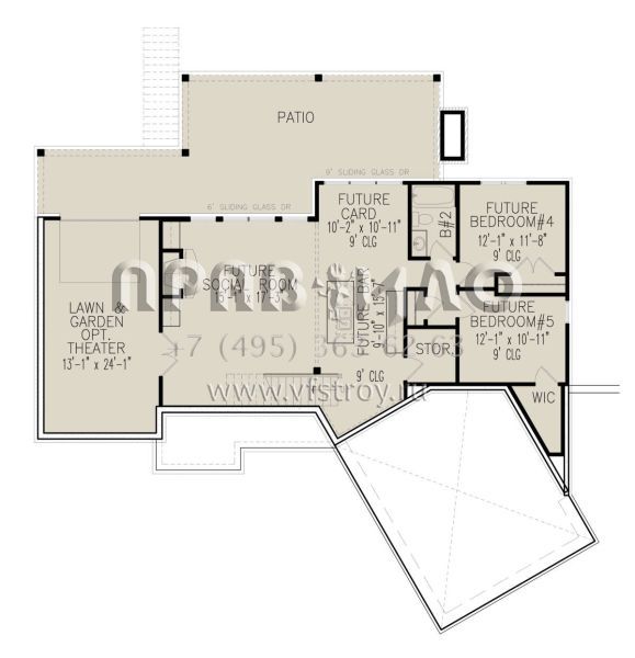 Проект одноэтажного дома с гаражом на две машины в стиле Ранчо S5-136 (699-00070)