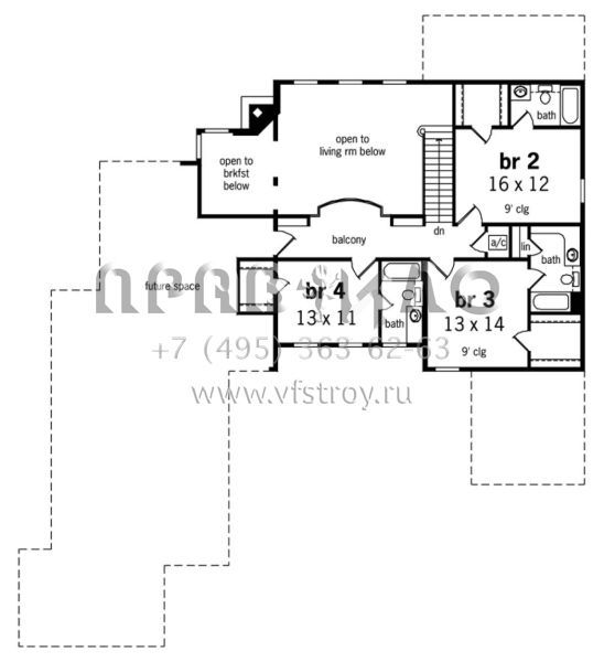Проект двухэтажного дома с гаражом на три и более машин в английском стиле S5-288 (048-00249)