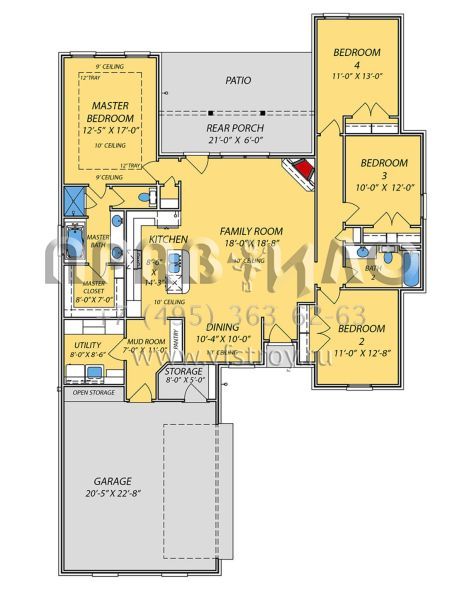 Проект одноэтажного дома с гаражом на две машины в стиле Ранчо S5-167 (9279-00002)
