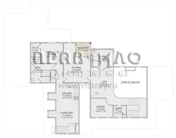 Проект двухэтажного дома с гаражом на три и более машин в стиле Ранчо S5-394 (6422-00021)