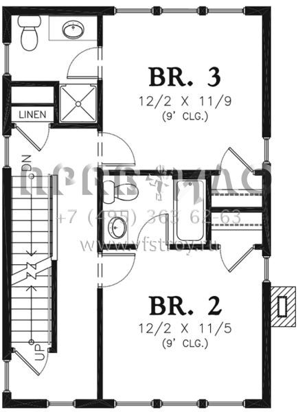 Проект трехэтажного дома без гаража в стиле Особняк S5-158 (2559-00768)