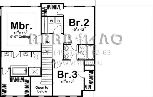 Проект двухэтажного дома с гаражом на две машины в стиле Особняк S5-186 (963-00257)