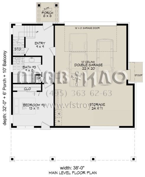 Проект трехэтажного дома с гаражом на две машины в современном стиле S5-177 (940-00835)