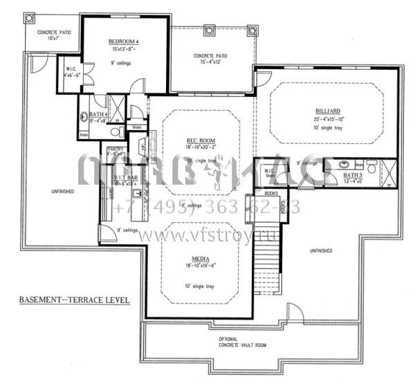 Проект одноэтажного дома с гаражом на три и более машин в стиле Ранчо S5-264 (286-00057)