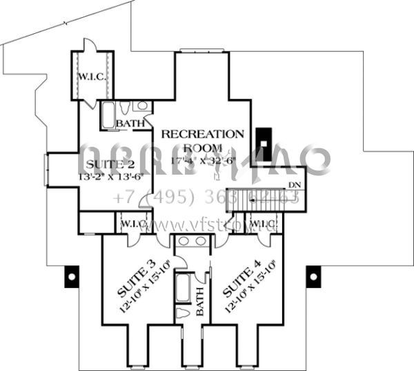 Проект двухэтажного дома с гаражом на три и более машин в стиле Ранчо S5-380 (3323-00409)