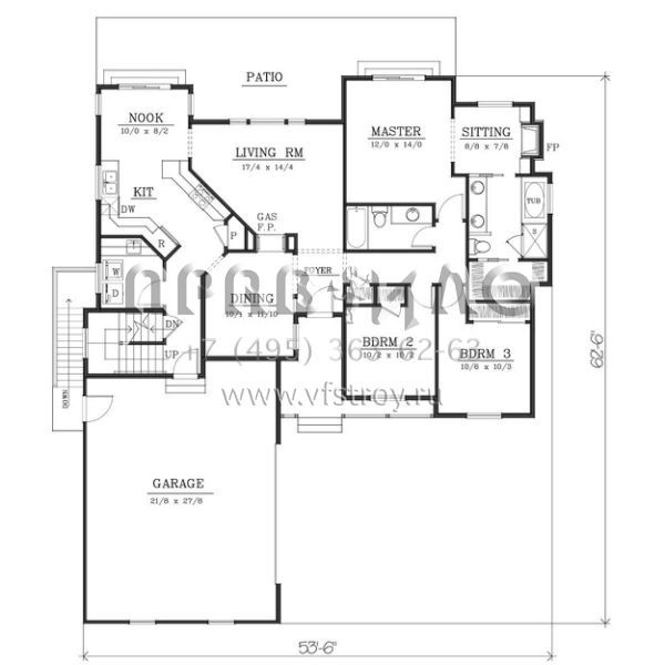 Проект двухэтажного дома с гаражом на две машины в стиле Ранчо S5-189 (692-00202)