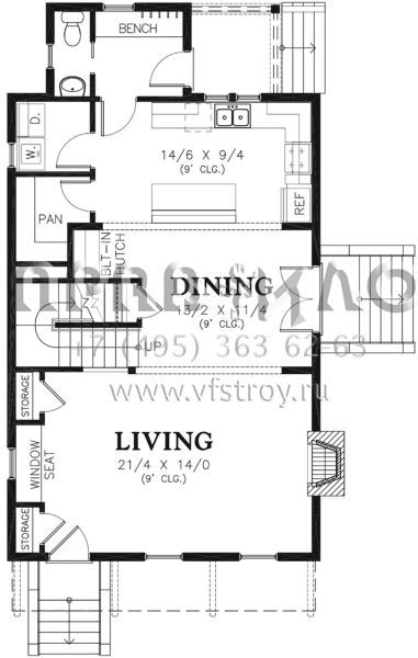 Проект трехэтажного дома без гаража в стиле Ранчо S5-212 (2559-00742)