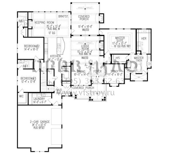 Проект двухэтажного дома с гаражом на две машины в американском стиле S5-260 (699-00129)