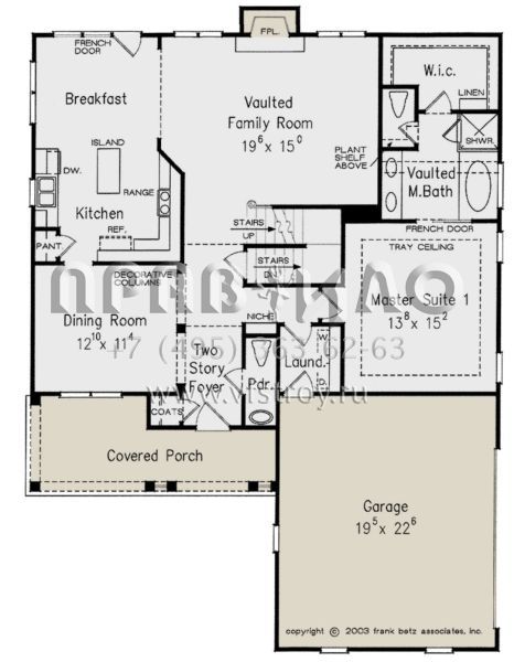 Проект двухэтажного дома с гаражом на две машины в стиле Ранчо S5-200 (8594-00367)