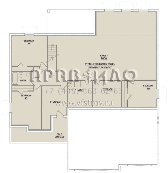 Проект одноэтажного дома с гаражом на три и более машин в стиле Ранчо S5-222 (8768-00023)